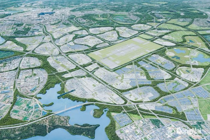 Phối cảnh mô hình đô thị Sân bay Long Thành đoạt giải nhất cuộc thi tuyển ý tưởng quy hoạch chung đô thị Sân bay Long Thành và vùng phụ cận. Ảnh: Phạm Tùng