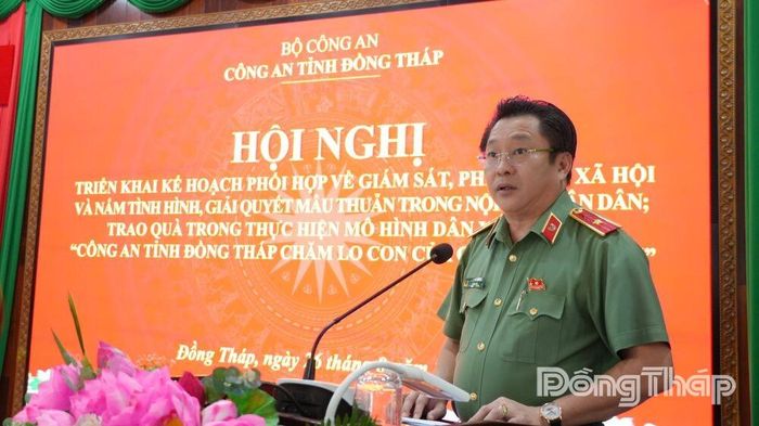 Thiếu tướng Lâm Phước Nguyên phát biểu chỉ đạo tại hội nghị.