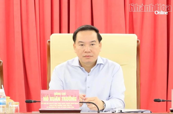 Phó Bí thư Thường trực Tỉnh ủy Hồ Xuân Trường phát biểu tại hội nghị.