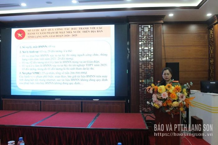 Báo cáo viên của Công an tỉnh truyền đạt chuyên đề về bảo vệ bí mật Nhà nước tại lớp bồi dưỡng