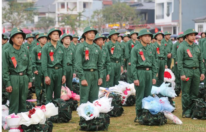Các tân binh Lào Cai chuẩn bị lên đường nhập ngũ ngày 4/3/2026.