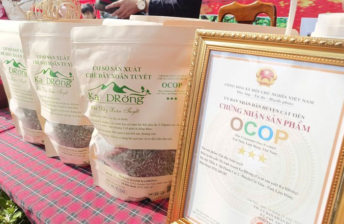 "Chè dây xoăn tuyết Ka Drờng" được chứng nhận sản phẩm OCOP 3 sao năm 2023 (Ảnh tư liệu)