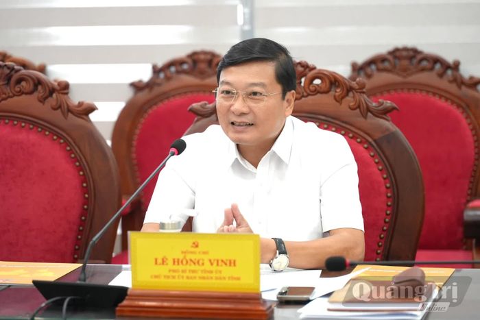 Đồng chí Lê Hồng Vinh, Chủ tịch UBND tỉnh phát biểu tại buổi làm việc - Ảnh: T.Đ