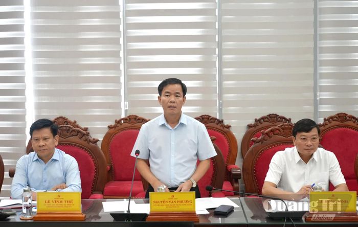 Đồng chí Nguyễn Văn Phương, Bí thư Tỉnh ủy và đồng chí Lê Hồng Vinh, Chủ tịch UBND tỉnh tham dự buổi làm việc - Ảnh: T.Đ