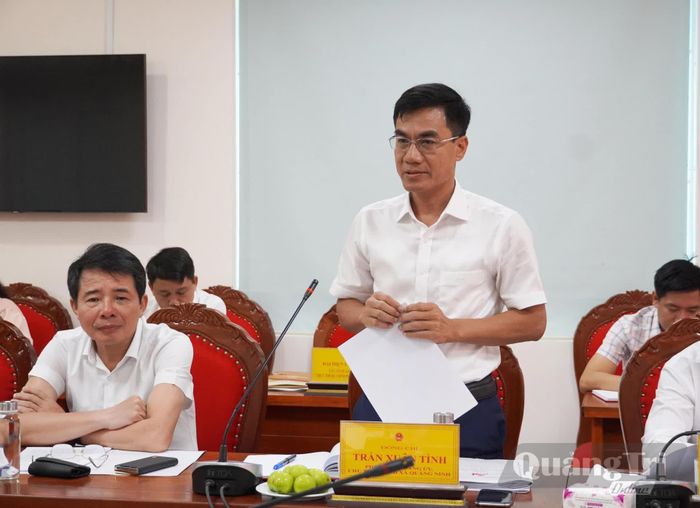 Lãnh đạo xã Quảng Ninh phát biểu tại buổi làm việc - Ảnh: X.P