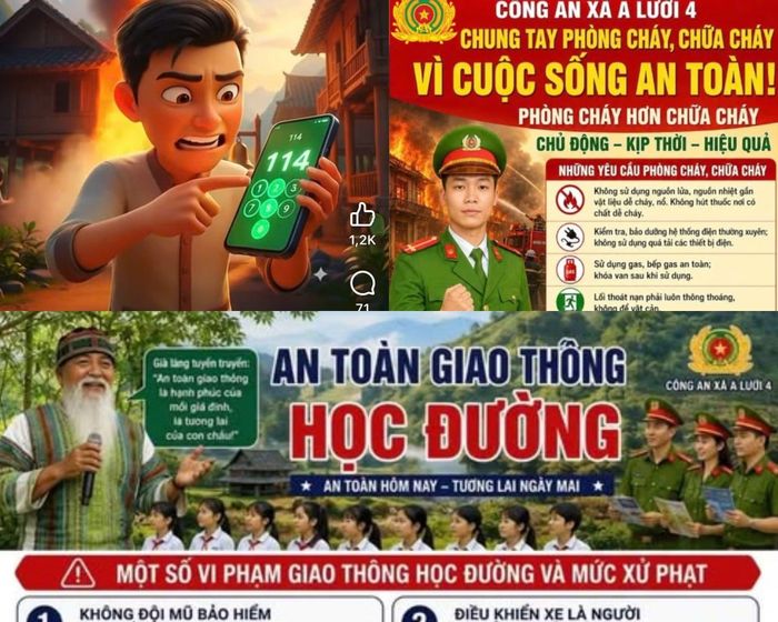 Các sản phẩm truyền thông số phục vụ tuyên truyền pháp luật do Công an xã A Lưới 4 thực hiện đăng tải trên mạng xã hội.