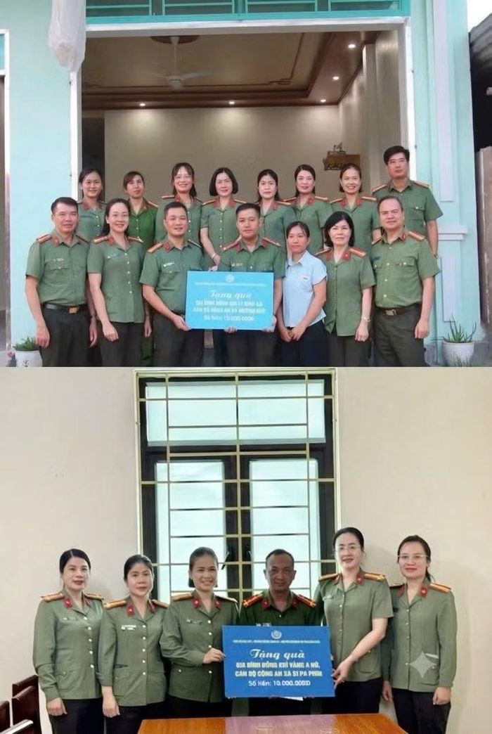 Thăm, tặng quà gia đình cán bộ Công an xã Mường Nhé và Công an xã Si Pa Phìn.