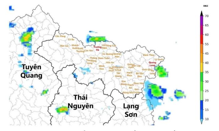 Ảnh radar thời tiết tỉnh Cao Bằng.