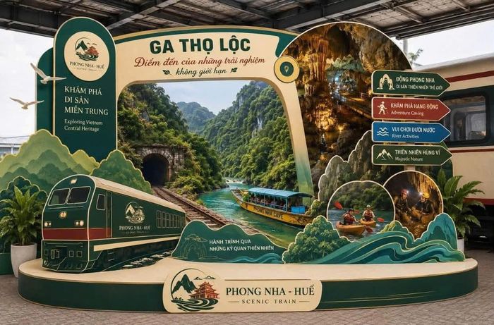 Đôi tàu HQ1/HQ2 kết nối Huế với khu vực cửa ngõ Phong Nha trên hành trình 189 km qua miền di sản miền Trung. Ảnh: Tập đoàn Đường sắt Quốc gia Việt Nam