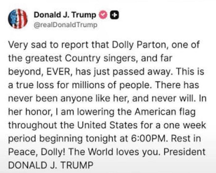 Bài đăng của Tổng thống Donald Trump trên mạng xã hội Truth Social. Ảnh chụp màn hình