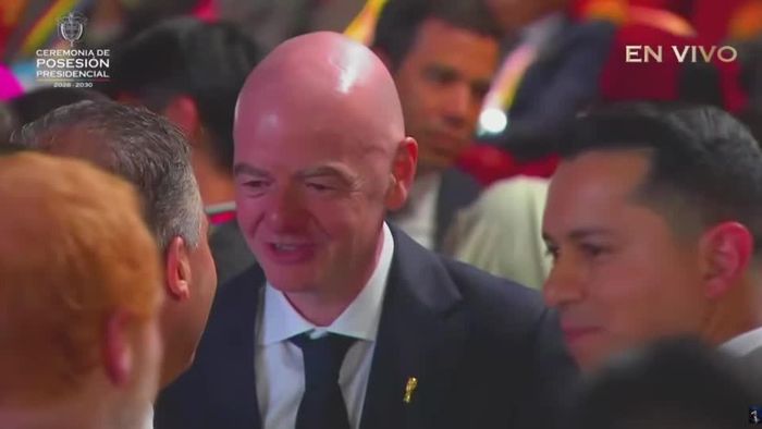 Chủ tịch FIFA Gianni Infantino tại một sự kiện tại Colombia đầu tháng 8-2026. Ảnh: Reuters