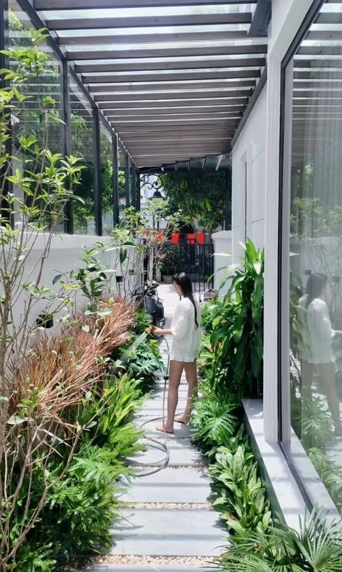 Tất cả tạo vẻ yên bình, xanh mát bao quanh biệt thự.