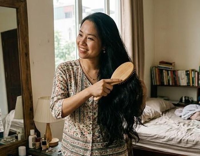 Vệ sinh thường xuyên lược chải tóc để những chất bẩn trên lược không bám lại vào tóc và da đầu. Ảnh minh họa AI.