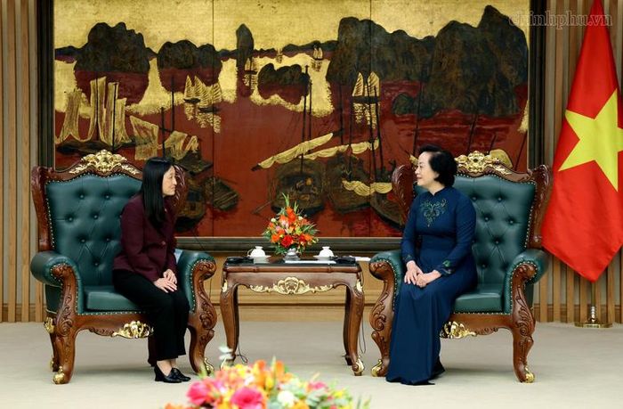 Phó Thủ tướng Phạm Thị Thanh Trà tiếp Đại sứ Hoa Kỳ tại Việt Nam Jennifer Wicks.Ảnh: chinhphu.vn/Thu Giang