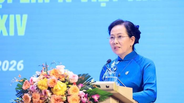 Chủ tịch Hội Liên hiệp Phụ nữ Việt Nam Lê Thị Thủy phát biểu khai mạc hội nghị. (Ảnh: CTV)