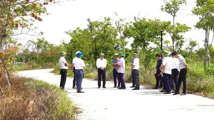 Lãnh đạo Ủy ban nhân dân tỉnh và các ngành cấp tỉnh, phường Đồng Hới kiểm tra thực tế dự án vào cuối tháng 8/2026. (Ảnh: HOÀNG PHÚC)