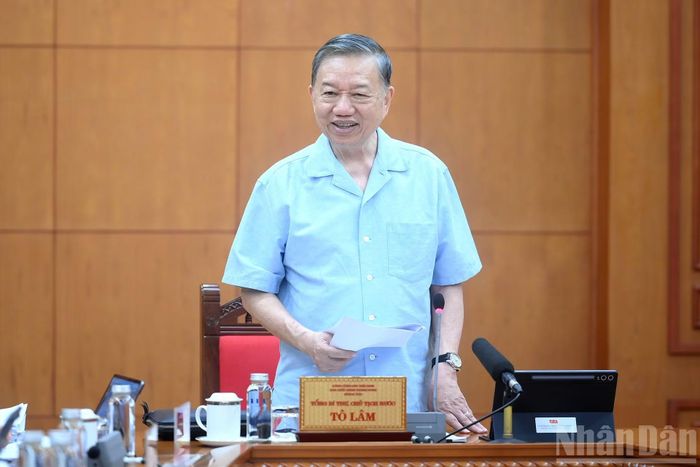Tổng Bí thư, Chủ tịch nước Tô Lâm phát biểu chỉ đạo tại cuộc làm việc.