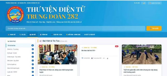 Phần mềm Thư viện điện tử Trung đoàn 282 là nơi cán bộ, chiến sĩ tiến gần đến tri thức.