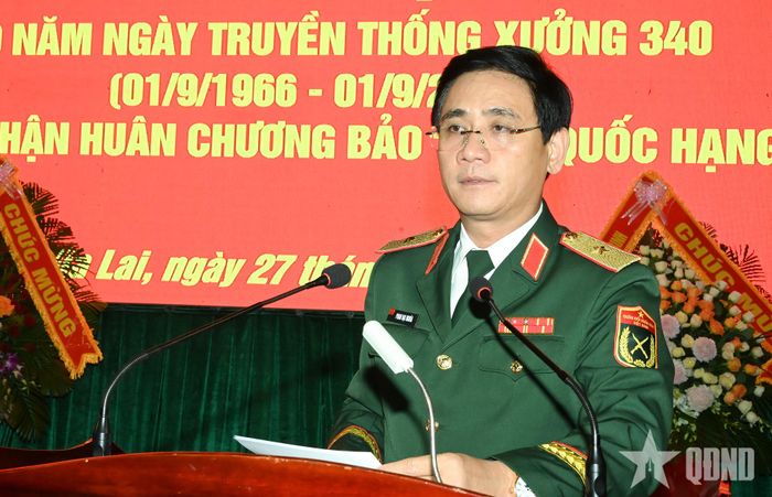 Thiếu tướng Phan Đại Nghĩa, Phó tư lệnh, Tham mưu trưởng Quân khu 5 phát biểu.