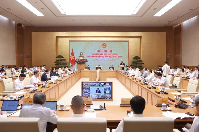 Quang cảnh Hội nghị điểm cầu trụ sở Chính phủ.