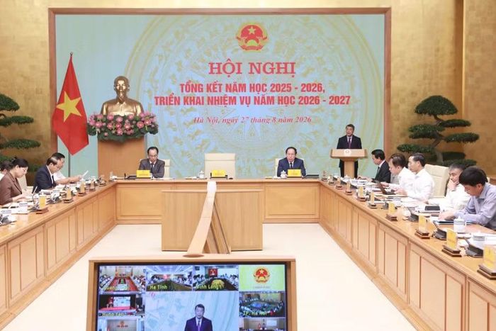 Thủ tướng Lê Minh Hưng phát biểu tại điểm cầu trụ sở Chính phủ.