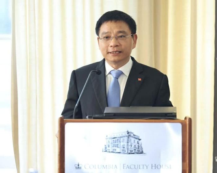 Phó Thủ tướng Chính phủ Nguyễn Văn Thắng phát biểu tại phiên bế mạc Chương trình Lãnh đạo Việt Nam 2026 tại Đại học Columbia, Hoa Kỳ. (Nguồn: TTXVN)