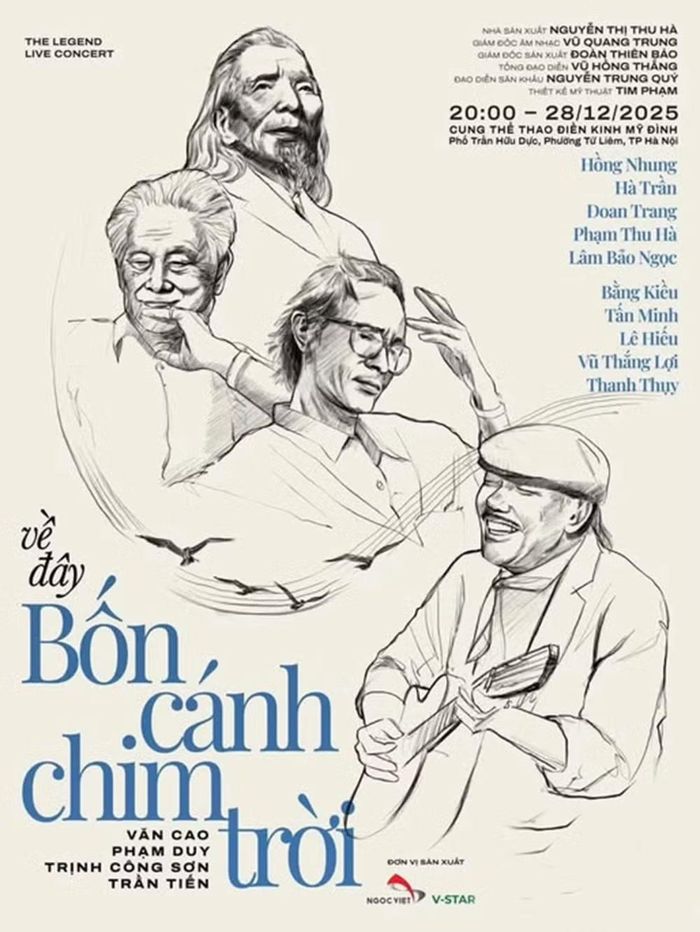 Poster chương trình Về đây bốn cánh chim trời. Ảnh: BTC