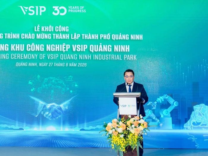 Ông Nguyễn Hồng Đại, Tổng Giám đốc Công ty TNHH VSIP Quảng Ninh phát biểu tại buổi lễ.