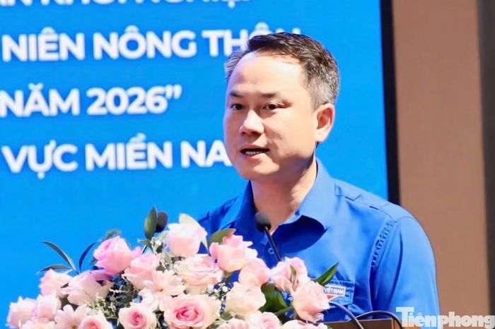 Bí thư Trung ương Đoàn, Phó Chủ tịch Thường trực Trung ương Hội LHTN Việt Nam Nguyễn Kim Quy phát biểu khai mạc cuộc thi.