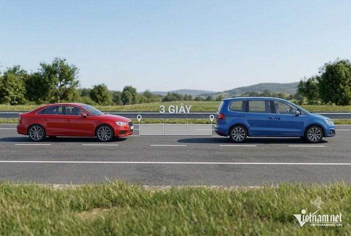 Quy tắc "3 giây" được các tài xế giàu kinh nghiệm áp dụng để căn khoảng cách hiệu quả với xe phía trước. Ảnh minh hoạ tạo bởi AI