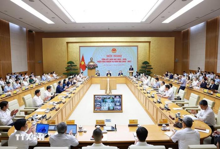 Hội nghị tổng kết năm học 2025-2026 và triển khai năm học 2026-2027. (Ảnh: Dương Giang/TTXVN)