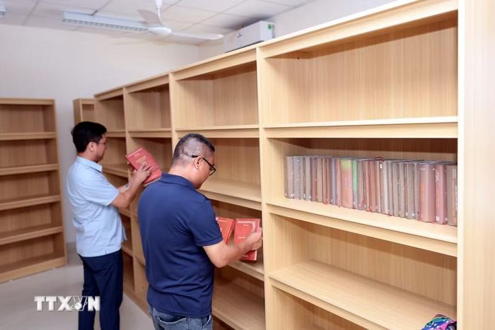 Trường phổ thông nội trú Tiểu học và Trung học Cơ sở Mường Khương có vốn đầu tư 255 tỷ đồng, đáp ứng chỗ học cho 980 học sinh vùng biên giới chuẩn bị khánh thành và đưa vào sử dụng trong năm học mới 2026-2027. (Ảnh: Trần Việt/TTXVN)