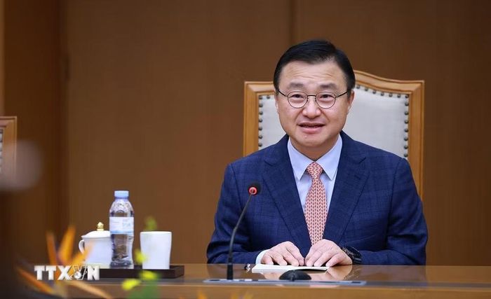 Ông Roh Tae Moon, Tổng Giám đốc điều hành Samsung điện tử phát biểu. (Ảnh: Dương Giang/TTXVN)