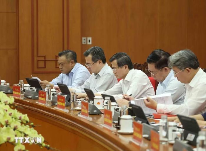 Các đại biểu tham dự cuộc làm việc. (Ảnh: Thống Nhất/TTXVN)