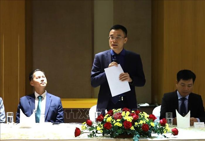 Ông Ngô Vĩnh Quý, Tổng Giám đốc Mytel, phát biểu tại cuộc gặp.