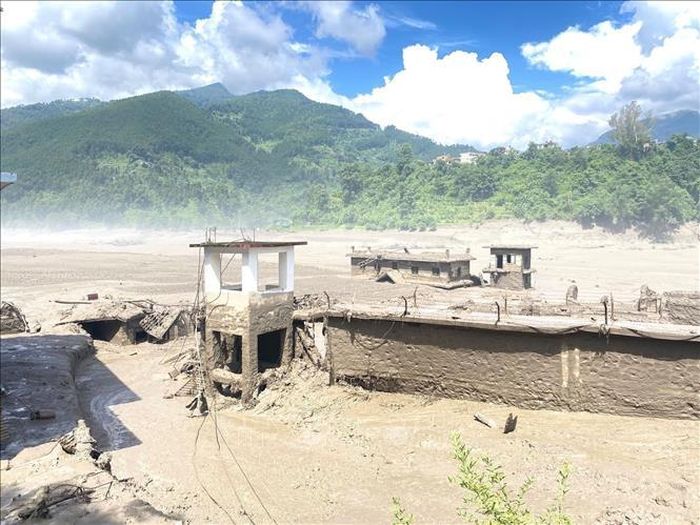 Khu vực bị tàn phá do lũ quét tại Nuwakot, Nepal ngày 26/8/2026. Ảnh: THX/TTXVN phát