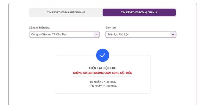 Lịch cắt điện Cần Thơ ngày mai 28/8 cập nhật mới nhất