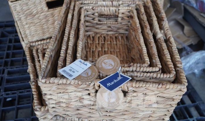 Sản phẩm thủ công mỹ nghệ từ cây lục bình của Công ty TNHH Xuất nhập khẩu Bình An Thịnh được xuất khẩu sang Châu Âu. Ảnh: Nhựt An - TTXVN