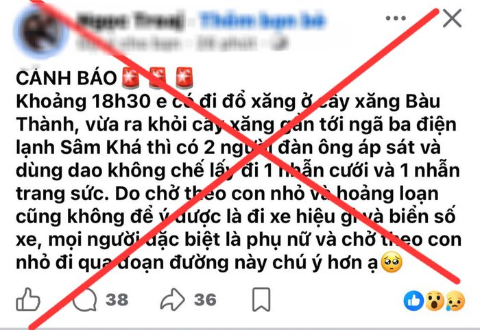 Người phụ nữ đăng tải thông tin sai sự thật về việc bị hai đối tượng dùng dao khống chế, cướp tài sản, gây hoang mang trong dư luận. (Ảnh: Công an cung cấp)