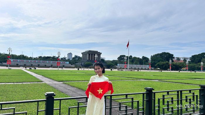 Bạn Nguyễn Trà Giang chia sẻ cảm xúc khi đến Quảng trường Ba Đình dịp Tết Độc lập.