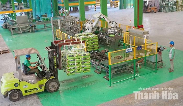 Vận hành dây chuyền robot tại Nhà máy Dinh dưỡng cây trồng Tiến Nông Bỉm Sơn.