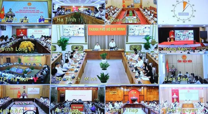 Các điểm cầu dự hội nghị. Ảnh chụp màn hình
