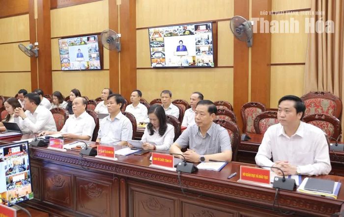 Các đại biểu dự hội nghị tại điểm cầu tỉnh Thanh Hóa.