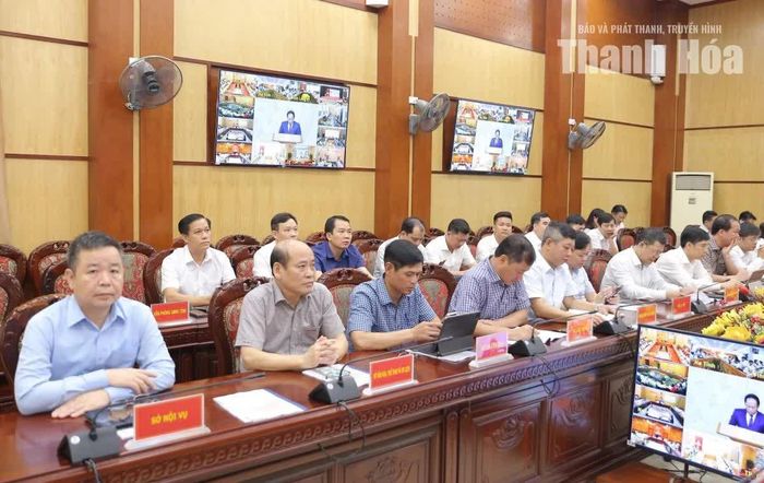 Các đại biểu dự hội nghị tại điểm cầu tỉnh Thanh Hóa.