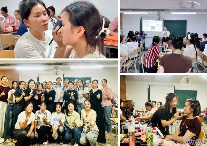Hội viên phụ nữ tham gia lớp đào tạo nghề trang điểm do Công ty TNHH L’Oréal Việt Nam tài trợ.