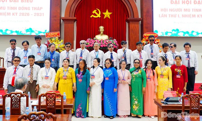 Ban Chấp hành Hội Người mù tỉnh Đồng Tháp lần thứ I, nhiệm kỳ 2026 - 2031 ra mắt tại Đại hội.