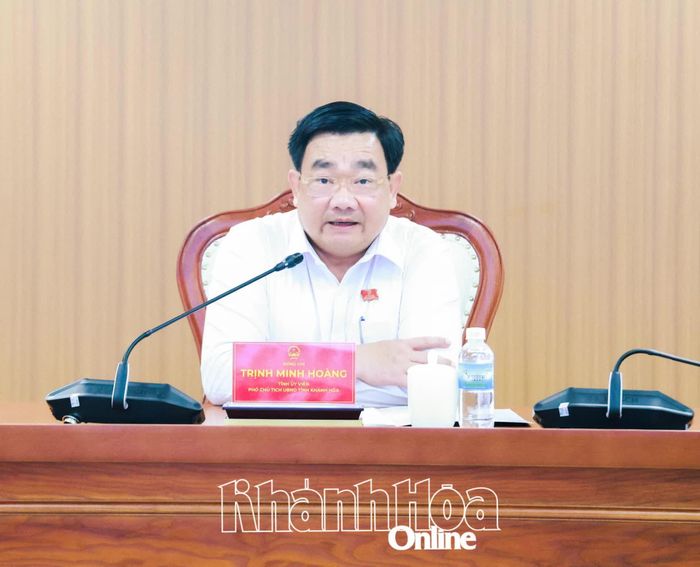 Phó Chủ tịch UBND tỉnh Trịnh Minh Hoàng phát biểu chỉ đạo tại cuộc họp.