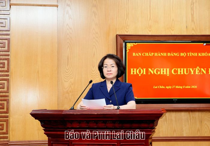 Đồng chí Lê Thị Hường - Ủy viên Ban Thường vụ Tỉnh ủy, Trưởng Ban Tổ chức Tỉnh uỷ trình tờ trình Đề án kết thúc hoạt động của Đảng bộ Mặt trận Tổ quốc Việt Nam tỉnh, Đảng bộ HĐND tỉnh trực thuộc Đảng ủy Các cơ quan Đảng tỉnh; thí điểm thành lập Đảng bộ Mặt trận Tổ quốc, các đoàn thể tỉnh và Đảng bộ HĐND tỉnh trực thuộc Tỉnh ủy. 