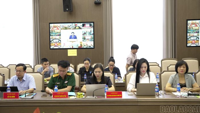 Các đại biểu dự hội nghị tại điểm cầu Lào Cai