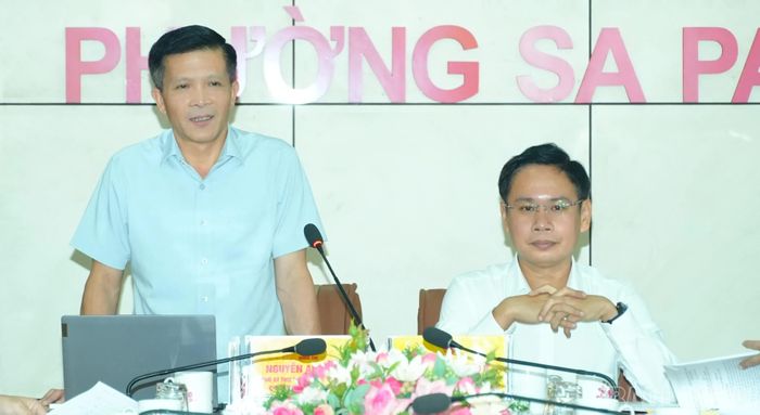 Đồng chí Nguyễn Anh Tuấn - Phó Bí thư Thường trực Đảng ủy phường Sa Pa phát biểu tại buổi gặp mặt.